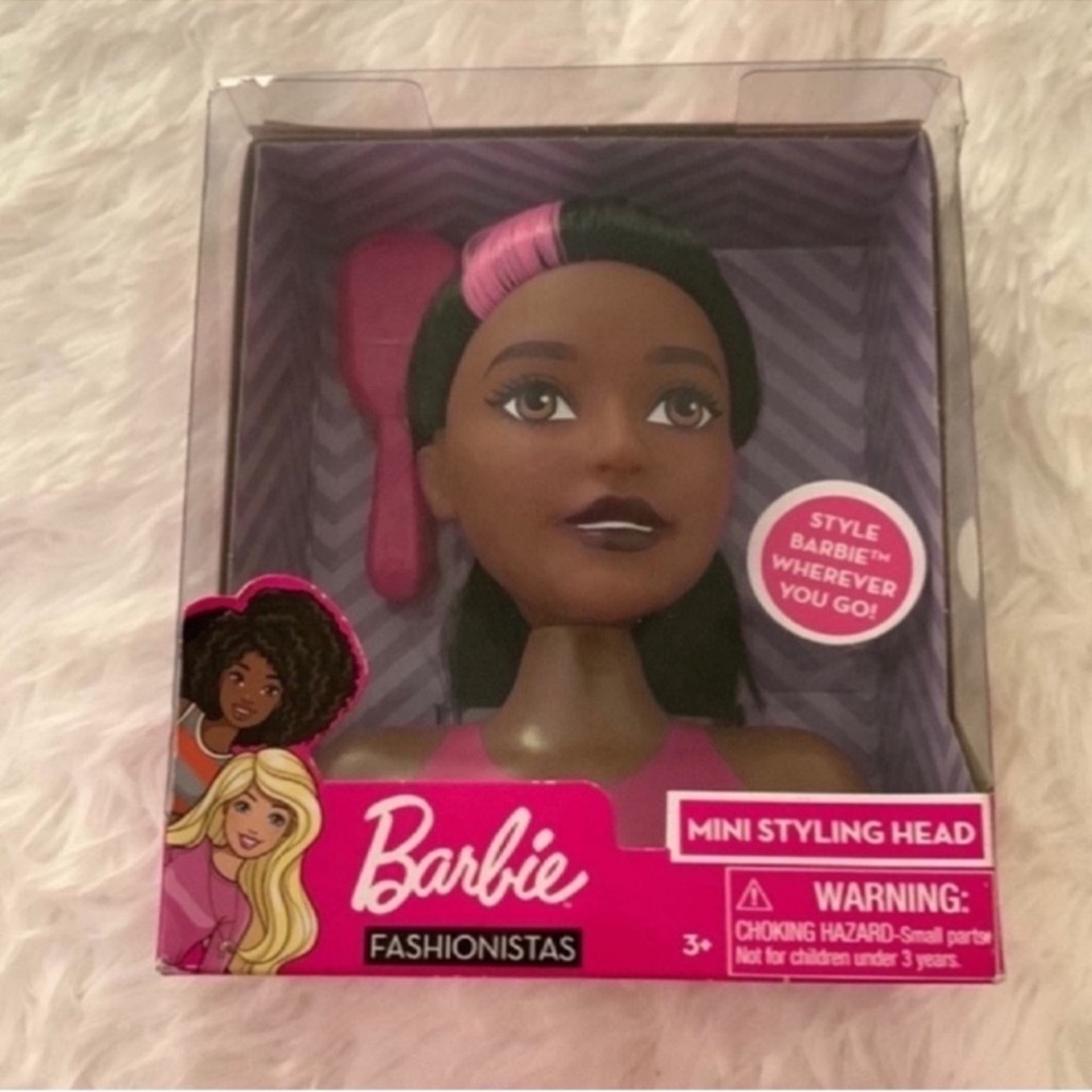 Barbie Fashionistas Mini Styling Head - Black and Pink FINAL $10